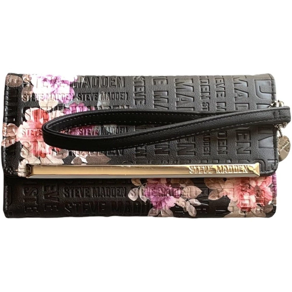 Steve Madden LOGOBAR TRIFOLD Wallet Wristlet - Picture 8 of 10
